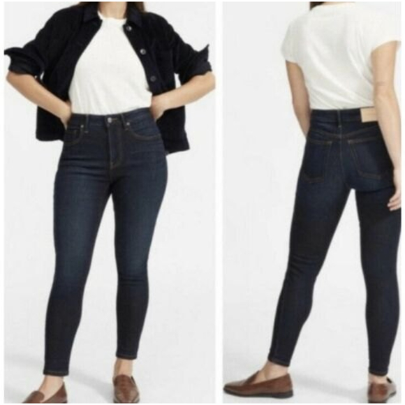 Skinny Denim Jeans Dark Blue Wash 